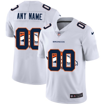 Denver Broncos Custom White Men's Nike Team Logo Dual Overlap Limited NFL Jersey